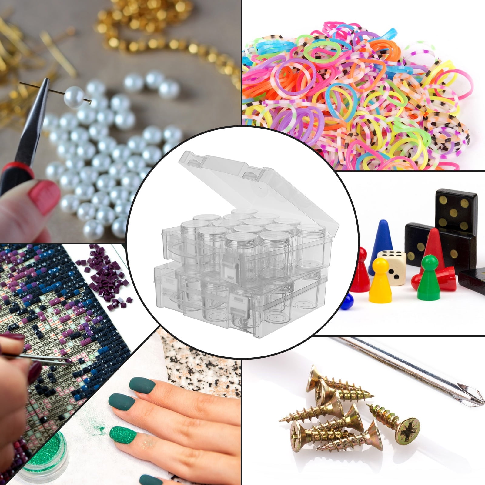 Bead Organizer, Diamond Painting Storage Containers, 14 Grids Clear Bead Organization Diamond Painting Accessories Small Storage Containerfor Craft, Jewelry and Earrings (2 Pack)