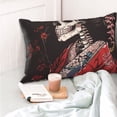 thumbnail image 4 of Salouo Geisha Skeleton With Flowers Pattern Pillow Cases,1PC Pillow Covers with Envelope Closure Decorative Pillow Case for Bed Couch,Pillows Not Included-16"x24", 4 of 6