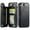 Black, variant on For iPhone 7 8 SE Wallet Case with Card Holder, PU Faux Leather Kickstand Card Slots Case, Double Magnetic Clasp and Durable Shockproof Cover