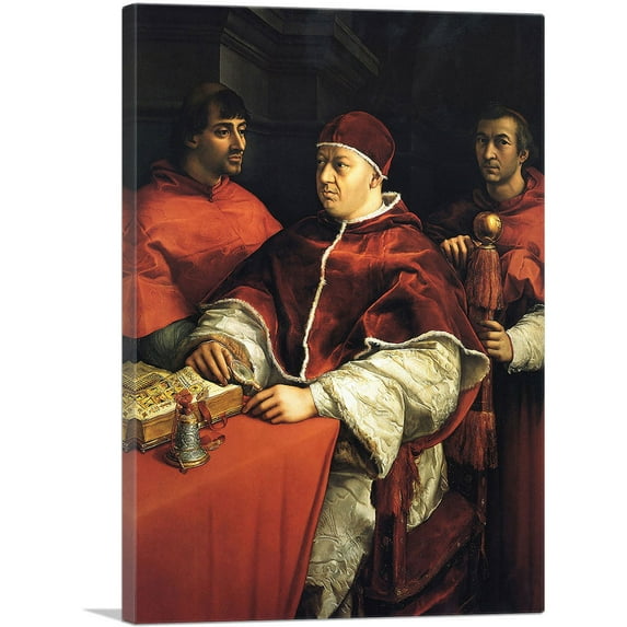ARTCANVAS Portrait of Pope Leo X with Two Cardinals 1519 Canvas Art Print by Raphael - Size: 40" x 26" (1.50" Deep)