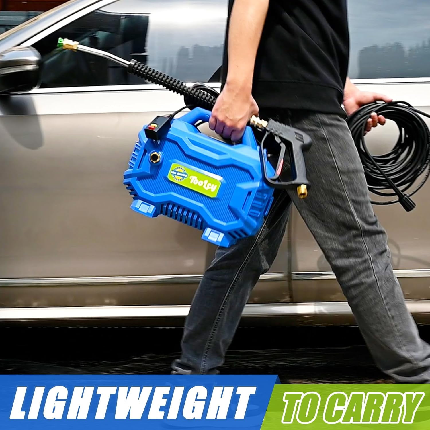Pressure Washer 2030 PSI Max, Power Washer Electric Powered, 50FT Pressure Hose, Short Gun & Extension Wand, Foam Cannon, 5 Nozzles, Cars Patios Washer