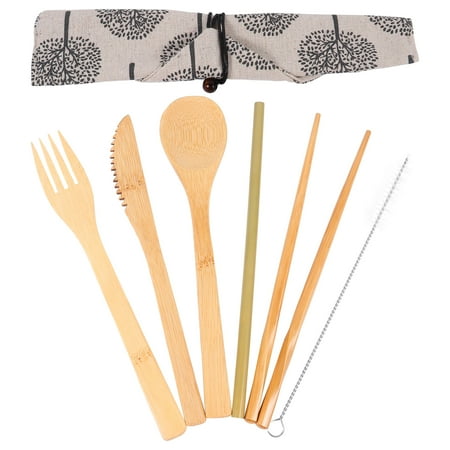 

HOMEMAXS 1 Set Outdoor Portable Cutlery Set Picnic Bamboo Eco-friendly Cutlery Set