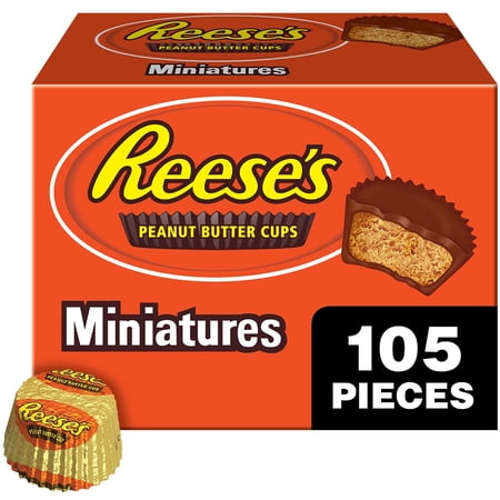 Pack of 2 - Reeses Miniatures Milk Chocolate Peanut Butter Cups, Candy Packs, 0.31 Oz (105 Pieces)