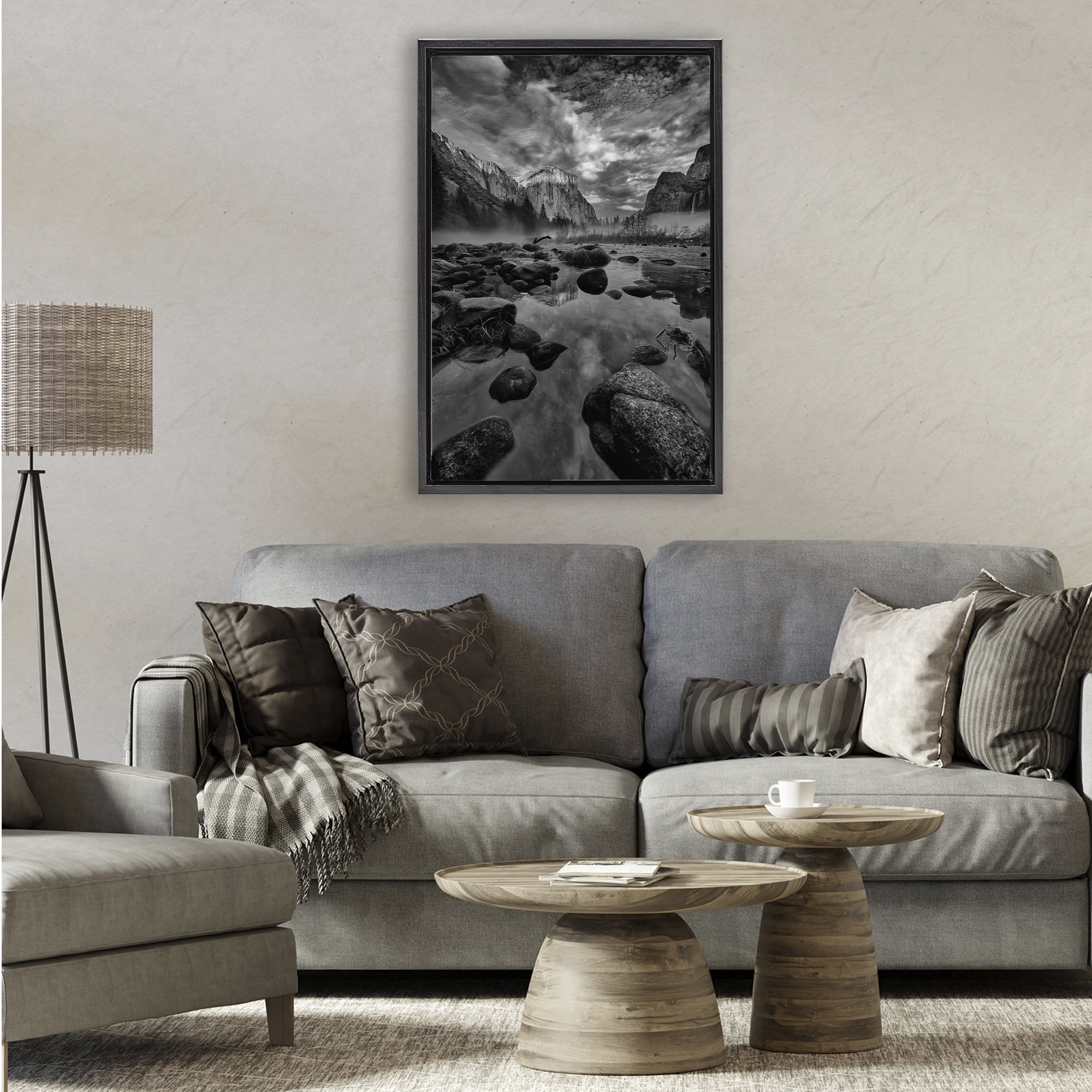 Stupell Industries Morning in Yosemite Valley Black Framed Floater Canvas Wall Art, design by Jon Evan