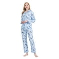 thumbnail image 4 of GLOBAL Womens 100% Cotton Notch Collar Pajama Set Homewear with Pockets, 2-Piece, Sizes L, 4 of 6
