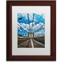 "Brooklyn Bridge" Canvas Art by CATeyes, White Matte, Wood Frame