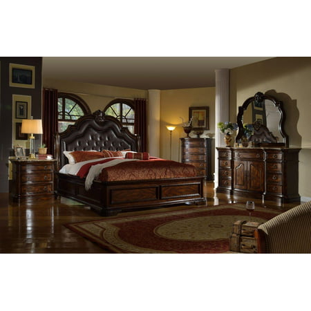 mcferran b6002 tuscan rich brown solid hardwood eastern king bedroom set 5  pcs