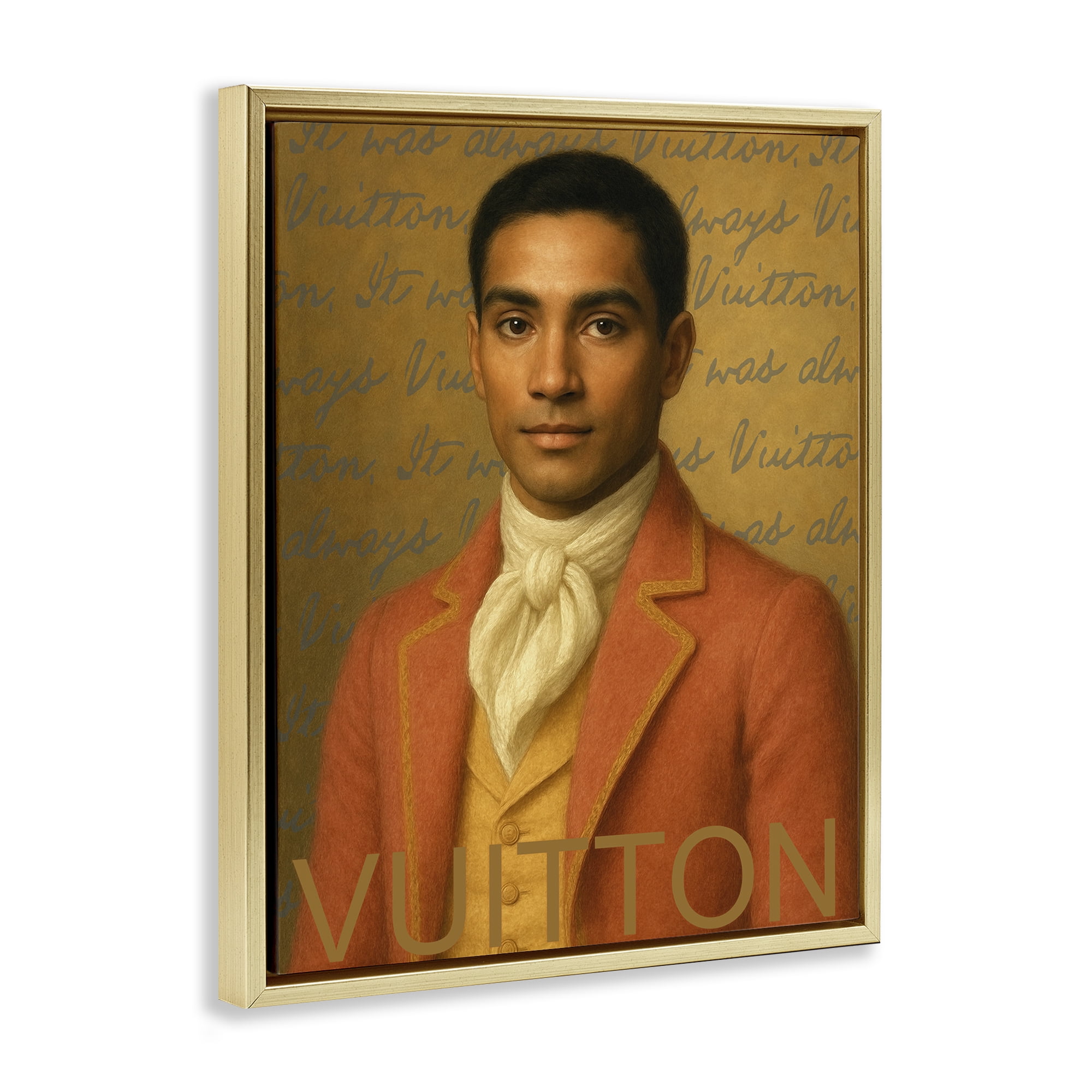 Stupell Industries Vintage Fashion Gent Gold Framed Floater Canvas Wall Art, design by Grotto Studios