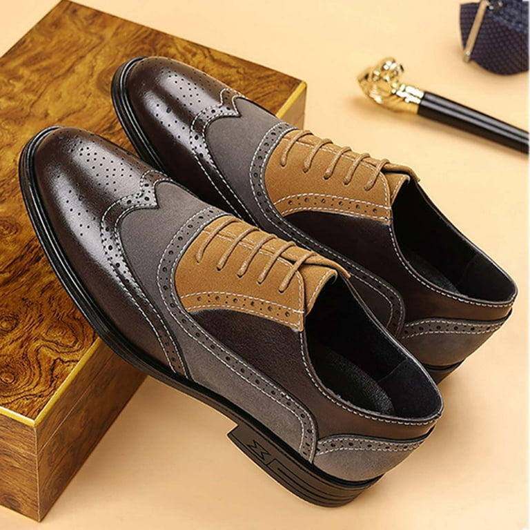 Khaki Men Business Casual Leather Shoes With Soft Sole Comfortable For  Professional Wear Formal Dress Shoes Lightweight And Durable Ideal For  Office And Events - Walmart.com