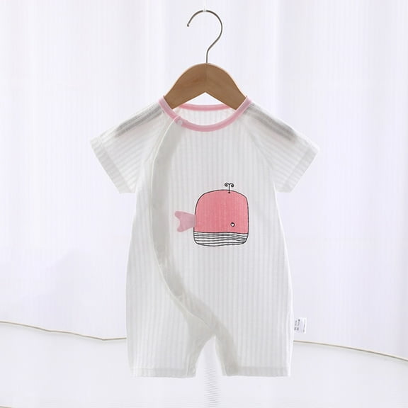 YYYTop Unisex Boy Girl Baby Toddler Button Up Rompers Short Sleeve Infant Crew-Neck Jumpsuit Print Bodysuit Newborn Pjs Summer Spring Outfits Sleeper Pjs Cotton Onesie Breathable Clothes