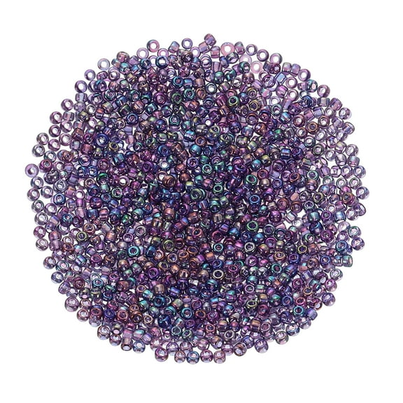 1600Pcs Glass Seed Beads, 1.5mm 15/0 Loose Mini Beads with Hole, Bulk Craft Spacer for Jewelry Making, Purple AB