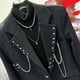 thumbnail image 3 of Chaqueta Bomber Harajuku BF para hombre y mujer, traje negro con cadena, abrigo Unisex holgado de talla grande, ropa de calle de otoño, 3 of 5