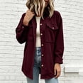 thumbnail image 7 of Mifsaly Womens Waffle Knit Shacket Lapel Collar Button Down Long Sleeve Shirt Jacket Relaxed Fit Work Office Daily Casual Fall Outerwear Wine,L, 7 of 7