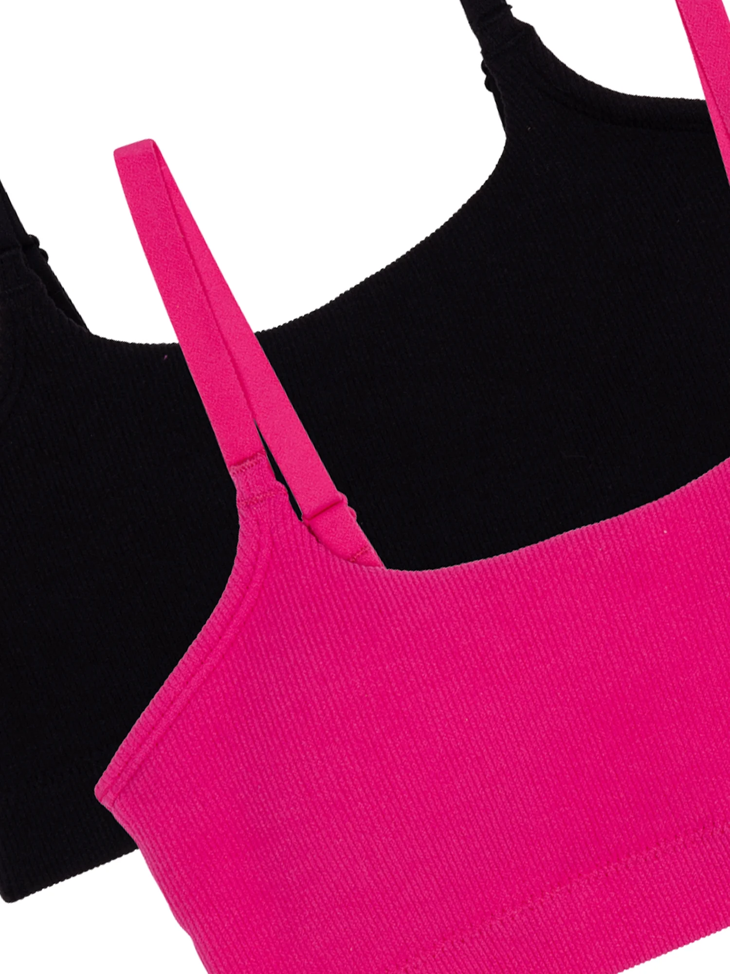 Wonder Nation Girls' Seamless Rib Crop Recycled Bra, 2-Pack, Sizes XS-2XL