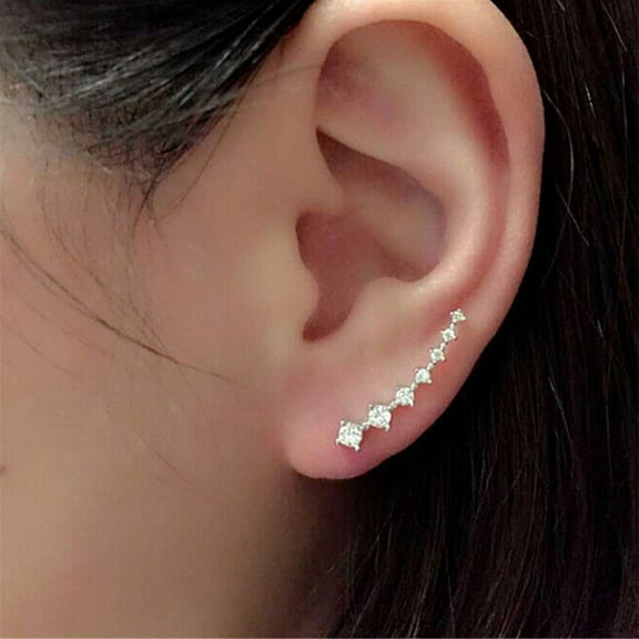 Weloille 1Pair Rhinestone Crystal Earrings Ear Hook Jewelry Sliver