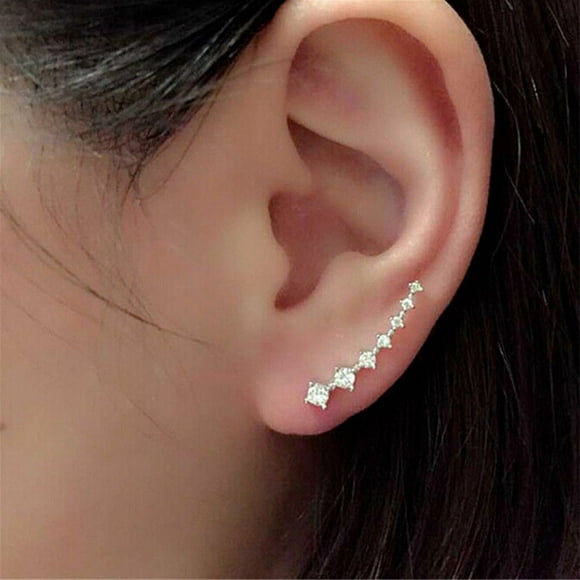TIMIFIS Earrings 1Pair Rhinestone Crystal Earrings Ear Hook Stud Jewelry Sliver - Summer Savings Clearance