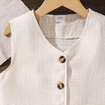 thumbnail image 4 of UngA Girls Button Down V Neck Sleeveless Tank Top and Shorts Set Cute Two Piece Summer Outfits for Kids 10-11 Years,White, 4 of 7