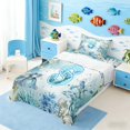 thumbnail image 3 of Manfei Watercolor Underwater Letter S Axolotl Sea Turtle Twin Sheet Sets for Kids Boys and Girls, Nautical Alphabet Print Bedding 3pcs, 1 Flat Sheet, 1 Fitted Sheet and 1 Pillowcase, 3 of 6