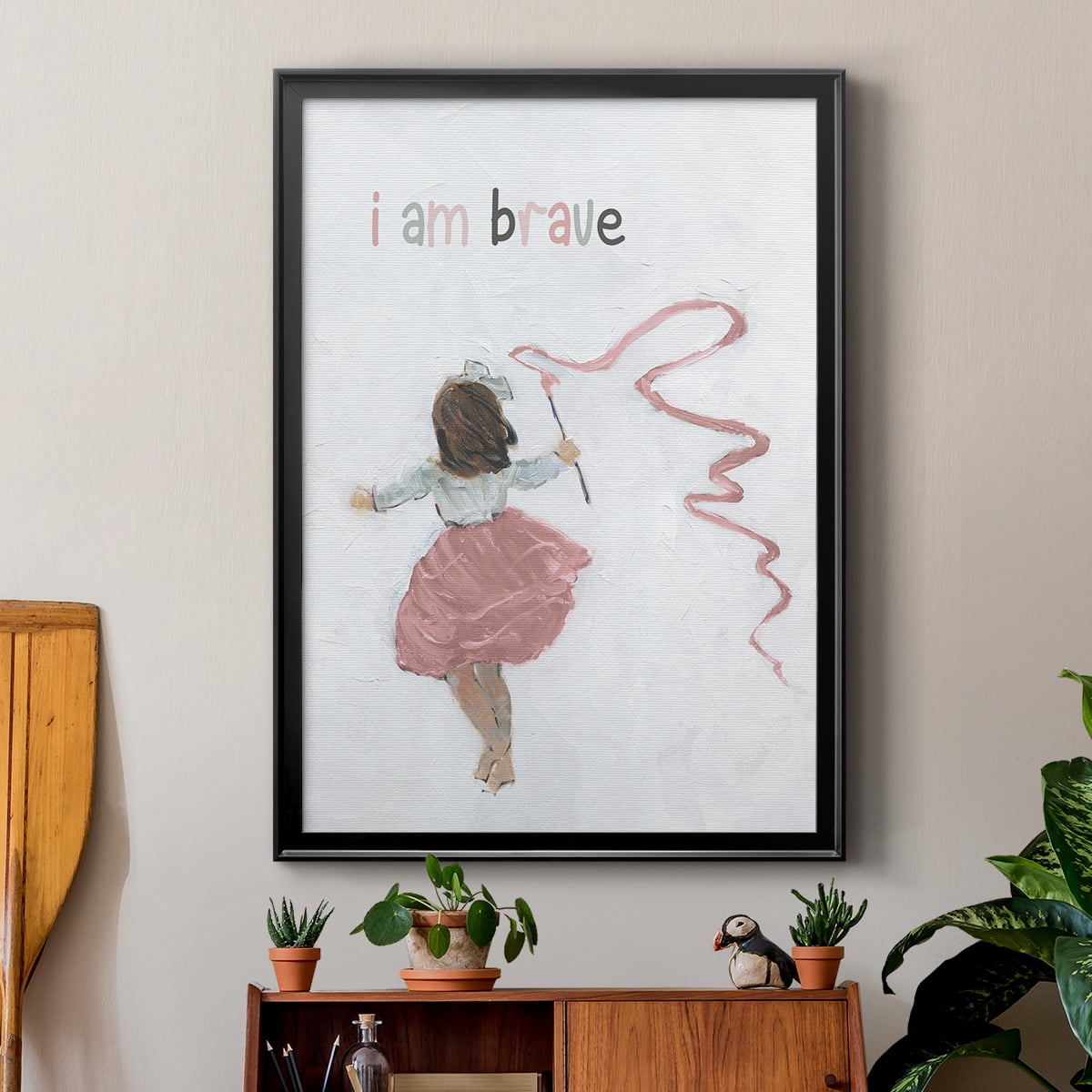 Girl Catching Wind Premium Framed Print - Ready to Hang