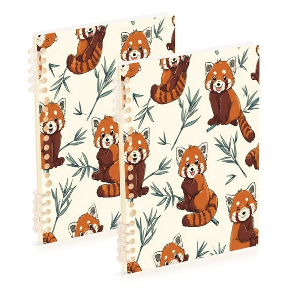 Wirebound Notebook Hardcover Spiral Notebooks Red Panda Pattern, 60 Pages, 80 GSM, 5.7 x 8.3in