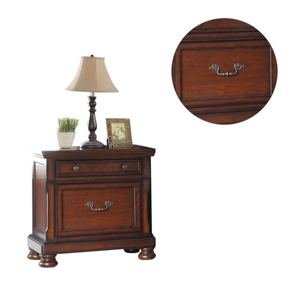 Newboti Furniture Traditional Formal Look Cherry Finish 1pc Nightstand Storage Space Bedside Table Plywood Veneer Bedroom Furniture 09546