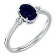 thumbnail image 2 of SuperJeweler 1 1/3 Carat Oval Shape Created Sapphire and Two Diamond Ring In Sterling Silver For Women, 2 of 6