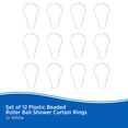 thumbnail image 5 of Kenney Rust-Proof Plastic Beaded Roller Ball Shower Curtain Rings, Set of 12, White, 5 of 6