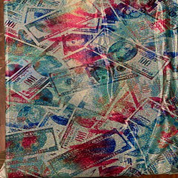 Hologram: Stretch Polyester Spandex Franklin Bills Fabric | Spandex Palace