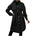 thumbnail image 2 of Ftwytp Long Trench Coat For Women Uk Loose Fit Double-Breasted Elegant Windbreake Coats With Belt Lapel Collar Solid Outwear Winter Jacket, 2 of 9