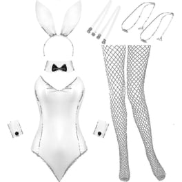 GLSTOY – 2 Colas De Conejo Esponjosas Con Clip – Accesorio De Disfraz Gris Claro Para Cosplay Y Fiestas