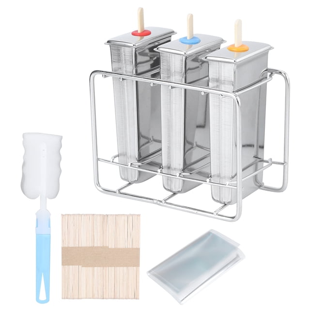 Stainless Steel Ice Cream , Safe Ice Lolly , Durable For Home Kids Kitchen Adults 3Pcs Flat Ice Cream + Stainless Steel Bracket