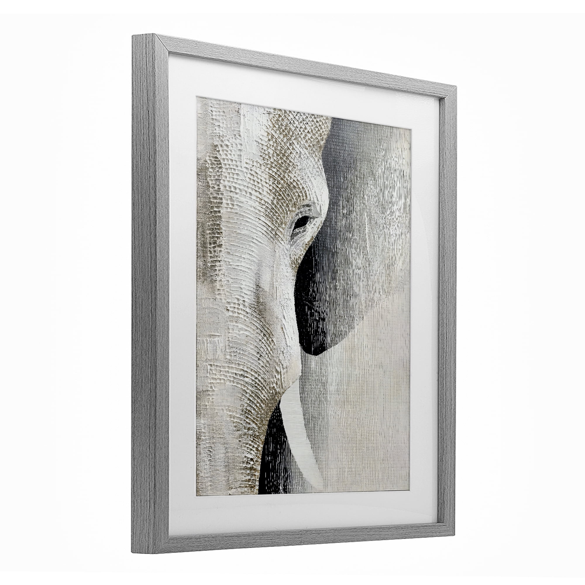 Stupell Industries Faux Textured Elephant Gray Framed Print Under Glass, design by LSR Design Studio