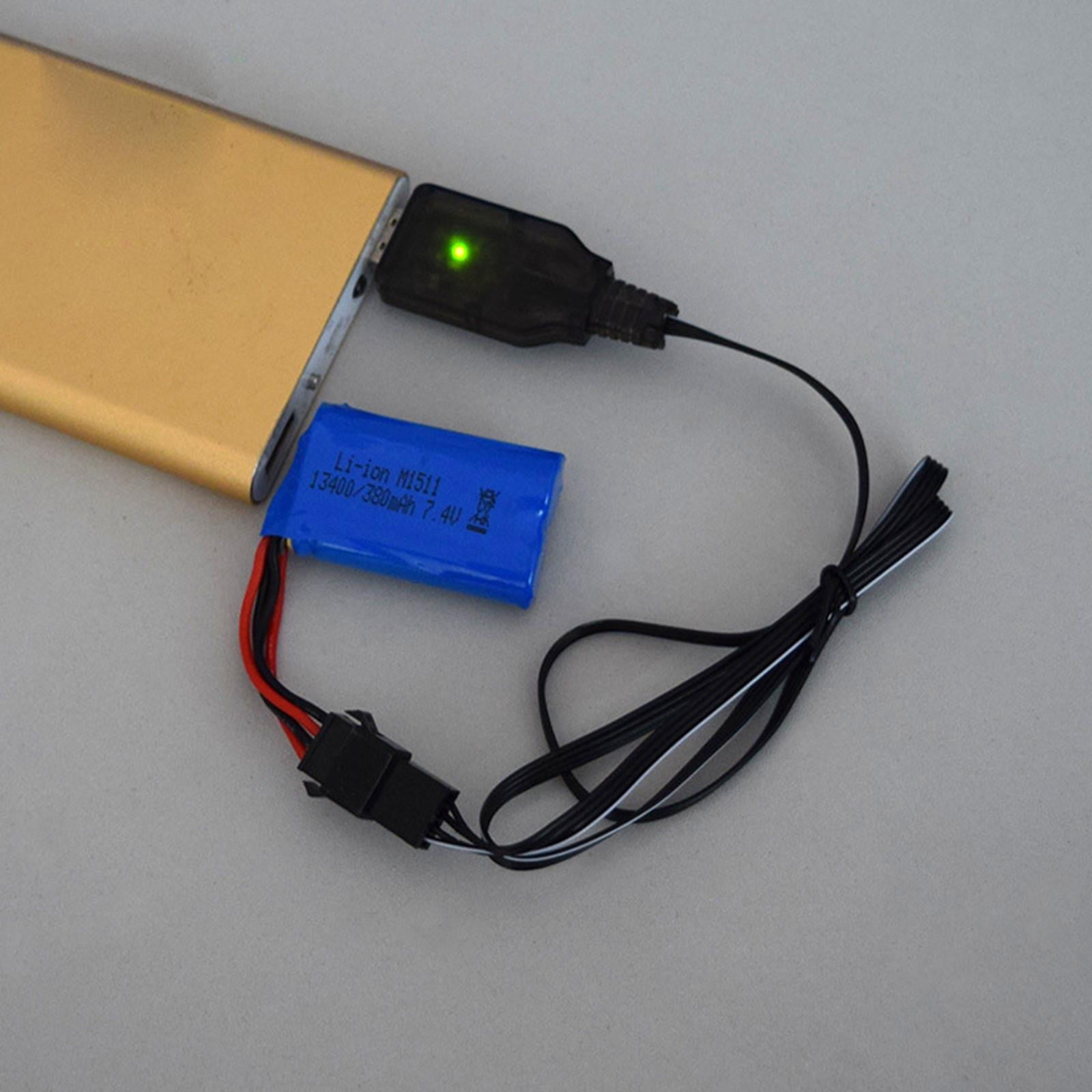 7.4V USB Charger Cable with Indicator Light with SM4P Plug for 400MA 4- Po Battery for RC Car/Boat