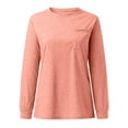 thumbnail image 6 of Women's T Shirts Autumn Winter Crew Neck Pocket Split Long Sleeve Casual Loose Top T Shirt For Woman Tops For Women, 6 of 6