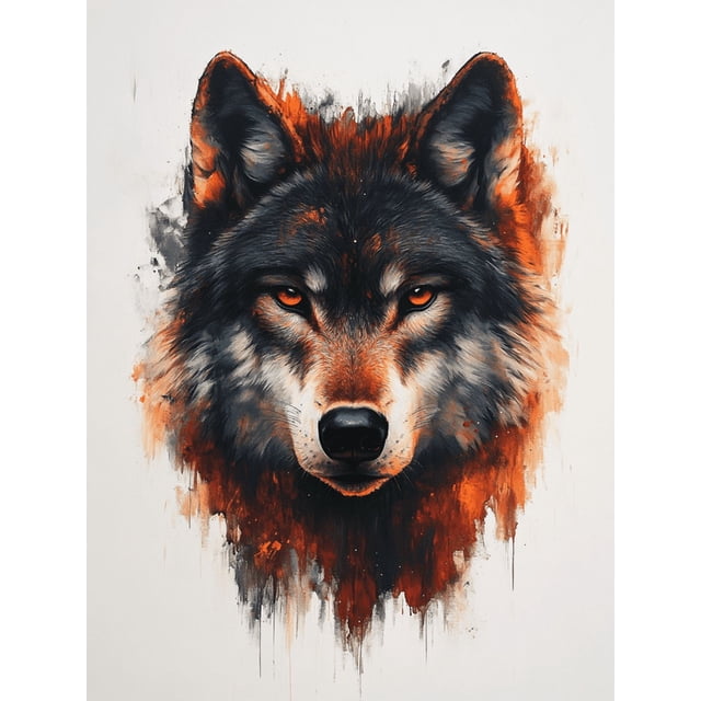 Qisvanset 12x16 Inch 2D Flat Framed Canvas Art, Constellation Wolf Mystical Wildlife Nature Home Wall Art Decor