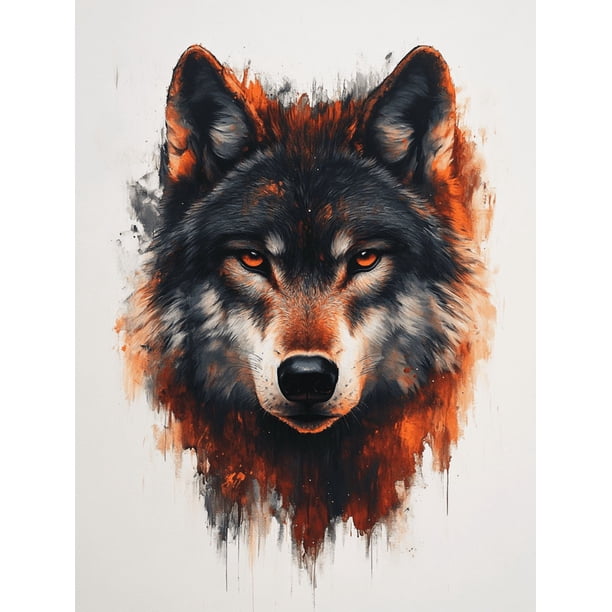 Qisvanset 12x16 Inch 2D Flat Framed Canvas Art, Constellation Wolf Mystical Wildlife Nature Home Wall Art Decor