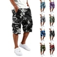 thumbnail image 2 of TQWQT Mens Camo Cargo Shorts Elastic Waist Drawstring 3/4 Capri Shorts Loose Fit Below Knee Lightweight Casual Summer Outdoor Hiking Shorts with Pockets Light Blue 3XL, 2 of 7
