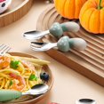 thumbnail image 4 of 1 Set Kids Tableware Set Drop Resistant One-piece Moulding Learn to Eat Stainless Steel Mushroom Shape Spoon Fork Set Dining Room Supply, 4 of 8