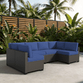 thumbnail image 4 of BaPiPro 6-Person Navy Blue Outdoor Sectional Sofa Cushions, Waterproof Polyester Patio Cushions with High-Density Sponge & Side Pillows, No Assembly for Backyard, Porch, Deck & Poolside, 4 of 10