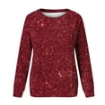 thumbnail image 4 of Fznquz Womens Oversized Sweatshirt Casual Crewneck Long Sleeve Sweatshirt Lightweight Glitter Pullover Red Winter Outfits, 4 of 4