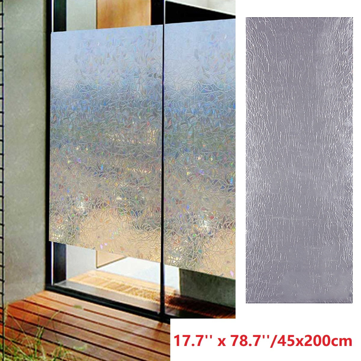 Window Privacy Film 3D Pattern Static Cling to Glass Window Non-Adhesive Stained Glass Window Decals, Heat Control Anti-UV Sun Window Sticker, 3PCS of 17.7 x 78.7 inches, Totally 17.7"x236.2"