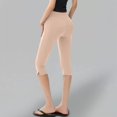 thumbnail image 4 of Women's High Waist Side Slit Capri Leggings, Butt Lifting Tight Fit Yoga Pants with Slimming Effect, Stretchy Workout Crop Tights for Running Fitness Gym Daily Wear Light Pink M, 4 of 5