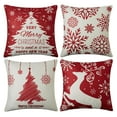 thumbnail image 1 of Haperlare 4 Pack Christmas Pillow Covers 16"x16" Elk Snowflakes Xmas Tree Sofa Couch Cushion Cases Xmas Decorations for Bed Outdoor, Red, 1 of 6