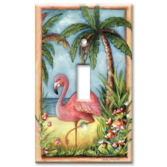 Single Gang Toggle OVERSIZE Wall Plate - Flamingo