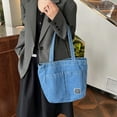 thumbnail image 2 of Large Capacity Fashionable Denim Shoulder Bag with Exterior Pockets and Interior Slip Pocket, 2 of 6