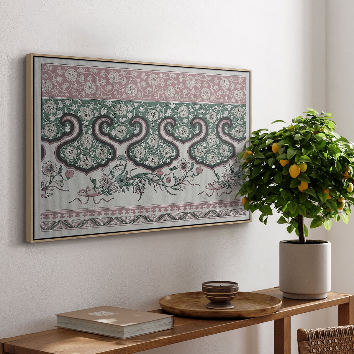 Vintage Abstract Print-XXIX Framed in Natural Wood Wood Gallery Wrapped Canvas 17 in. x 25 in.