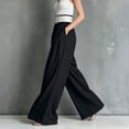 thumbnail image 5 of Cagogo Womens Wide Leg High Waisted Flowy Palazzo Pants Casual Loose Long Trousers for Office Work Beach Summer Fashion Clothes, Black L, 5 of 6