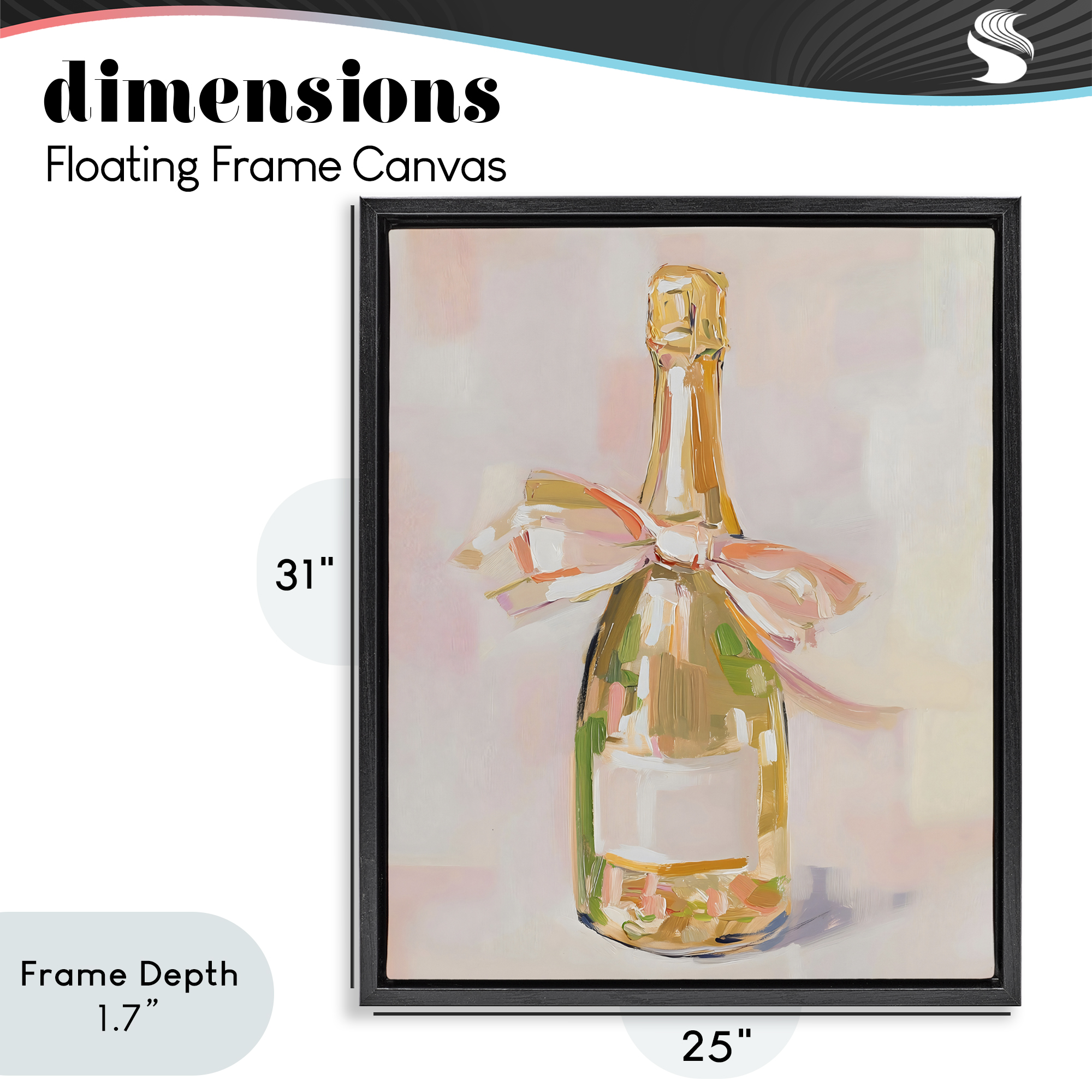 Stupell Industries Pink Champagne Celebration Black Framed Floater Canvas Wall Art, design by The Prints Vibe