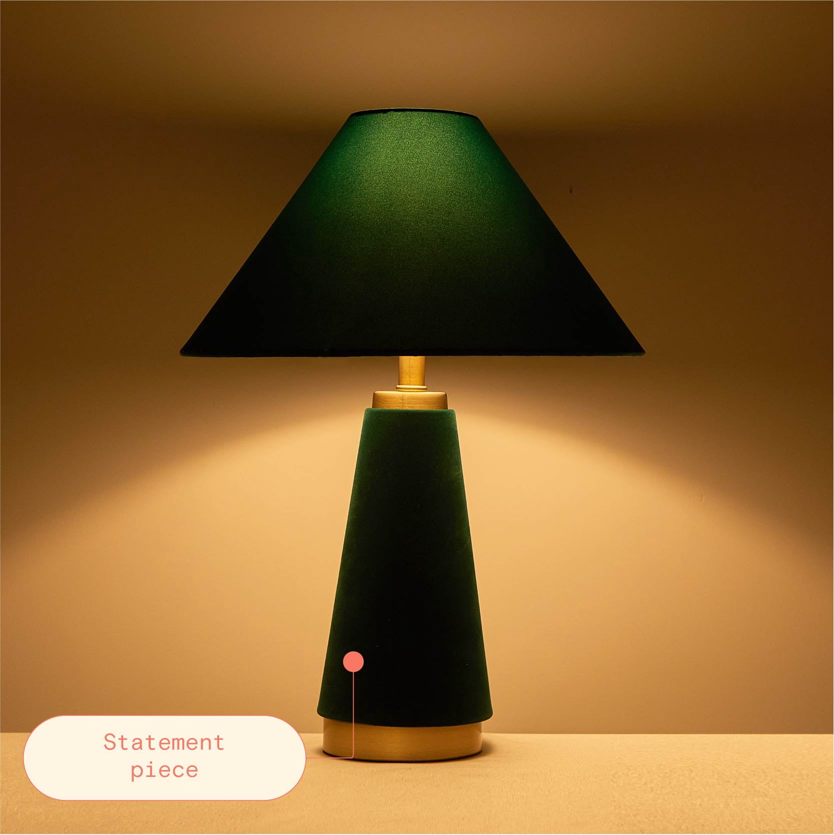 Beautiful Thyme Green Velvet Table Lamp by Drew Barrymore, 19" H