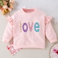 thumbnail image 2 of Toddler Girl Sweatshirt Valentine's Day Long Sleeve Crew Neck Pullover Letter Print Warm Pink 12 Months-18 Months, 2 of 7